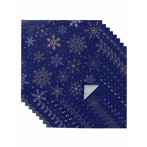 Blue Christmas Snowflakes Cloth Napkins Set of 8 Reusable Dinner Napkins, Modern Xmas Winter Minimalist Cocktail Napkin Washable Table Napkins for Wedding/Holiday Party/Baby Shower 20"x20"