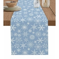 Blue Christmas Snowflakes Table Runner 72 Inches, Modern Xmas Winter Textured Bed Runner Dresser Scarves Tabletop for Indoor Outdoor Parties/Ceremony/Banquet, 13" x 72"