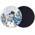 thumbnail image 1 of Blue Christmas Snowman Coasters Set of 2, Absorbent Coasters for Drinks, Xmas Tree Elk Gifts Snowflake Ombre Coaster for Desk Coffee Table Protection, Home Decor House Warming Gifts 4", 1 of 8