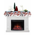 thumbnail image 1 of Blue Christmas Snowman Fireplace Mantel Scarf Table Runner, Snowflake Winter Winter Garland Mantel Top Tablerunners Dresser Scarves Cover Decorations for Windows Party Living Room 60''x17'', 1 of 6