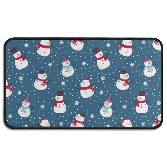 Blue Christmas Snowman Pattern Door Rugs,Washable Non Slip Door Mats Indoor,Decorative Door Mats,Entry Mat Indoor for Entrance,Bedroom,Kitchen,Bathroom,30"x17"