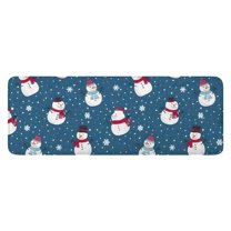 Blue Christmas Snowman Pattern Kitchen Rug Mat,Kitchen Runner Rugs Non Skid Washable,Decorative Kitchen Floor Mats for Kitchen,Sink,Laundry,17"x47.2"