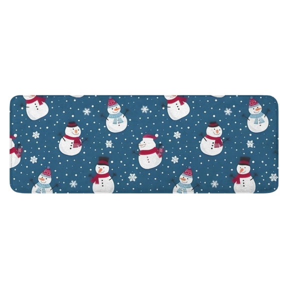Blue Christmas Snowman Pattern Kitchen Rug Mat,Kitchen Runner Rugs Non Skid Washable,Decorative Kitchen Floor Mats for Kitchen,Sink,Laundry,17"x47.2"