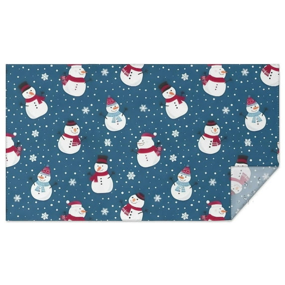 Blue Christmas Snowman Pattern Rectangle Tablecloth 60"x102",Waterproof Polyester Rectangle Table Cloth, Wipeable Spillproof Polyester Tablecloth for Dining, Camping, Indoor and Outdoor