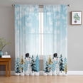 thumbnail image 1 of Blue Christmas Snowman Sheer Curtains 96 Inches Long, Xmas Trees Winter Snowflake Light Filtering Window Curtains for Living Room/Bedroom, Rod Pocket Voile Sheer Curtain Drapes, 52"W x 96"L, 2 Panels, 1 of 9