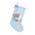 thumbnail image 1 of Blue Christmas Stocking with Teddy Bear and Bottle Design, Knitted Fabric, for 's First Christmas, Christmas Tree Decoration, 1 of 4