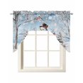 thumbnail image 1 of Blue Christmas Swag Valances for Windows, Small Curtains Drapes, Snowman Xmas Tree Snowflake Winter Birds Kitchen Window Curtains Over Sink Window Treatment Valance for Bedroom/Bathroom 56"x36", 1 of 5