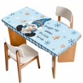 thumbnail image 1 of Blue Christmas Table Cloths for 5 Foot Rectangle Tables, Xmas Gnomes Snowflakes Gingerbread Man Patio Waterproof Elastic Fitted Tablecloths, Washable Rectangular Table Cover for Camping, 1 of 8