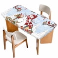 thumbnail image 1 of Blue Christmas Table Cloths for 6 Foot Rectangle Tables, Red Snowman Xmas Tree Snowflake Winter Patio Waterproof Elastic Fitted Tablecloths, Washable Rectangular Table Cover for Camping, 1 of 8