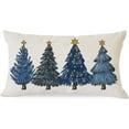thumbnail image 1 of Blue Christmas Throw Pillow Cover 12x20 Inch Christmas Tree Decorations Outdoor Winter Holiday Xmas Decorative Lumbar Throw Pillow Case for Home Sofa Couch Living Room Bedroom Decor, 1 of 6