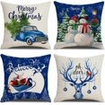 thumbnail image 1 of Blue Christmas Throw Pillow Covers 16x16 Set of 4 Xmas Series Holiday Cushion Pillow Cover Christmas Decorations for Sofa Couch Bed Farmhouse Outdoor Living Room (Blue, 16x16), 1 of 6