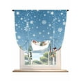 thumbnail image 1 of Blue Christmas Tie Up Curtains for Windows 63 Inch Length Balloon Curtains Kitchen Adjustable Balloon Window Shade Snowman Xmas Tree Snowflake Winter Tie Up Valance Bathroom Curtain Window 42"x63", 1 of 6