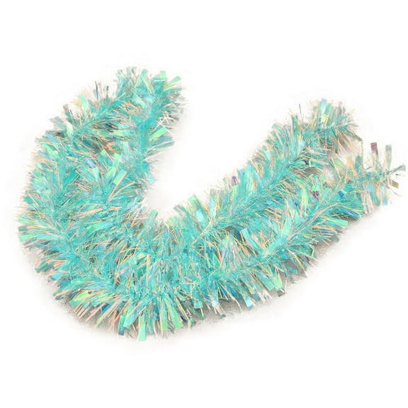 Blue Christmas Tinsel Garland 180X9Cm, Festive Shiny Strand For Tree And Indoor Holiday Party Decorations, Easy To Drape On Mantle Or Banister