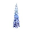 thumbnail image 1 of Blue Christmas Tree Blue Flocked Xmas Tree with Lights, Prelit Snow Pine Tree Decorated Full 6 ft Artificial Christmas Tree, Blue White Spruce Xmas Tree with Metal Stand, Home Shopping Mall Decor, 1 of 7