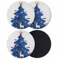 thumbnail image 1 of Blue Christmas Tree Coasters Set of 4, Absorbent Coasters for Drinks, Xmas Reindeer Modern Abstract Art Coaster for Desk Coffee Table Protection, Home Decor House Warming Gifts 4", 1 of 8