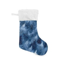 Blue Christmas Tree Forest Christmas Stockings Large Capacity 18 inch Gift Bag with Hook Xmas Holiday Decor 1 Pack