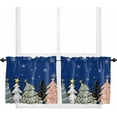 thumbnail image 1 of Blue Christmas Tree Kitchen Curtain 2 Panels Tiers Curtains 36 Inch Length, Xmas Tree Cute Snowflake Curtains Rod Pocket Curtains Window Drapes Treatment Window Cafe Curtains, 1 of 5
