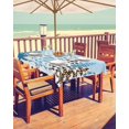 thumbnail image 1 of Blue Christmas Tree Outdoor Tablecloth - 60x84 Inch Rectangle Dining Table Cover, Winter Xmas Tree Snowflake Waterproof Outdoor Table Cloth with Umbrella Hole & Zipper for Picnic/Patio, 1 of 1