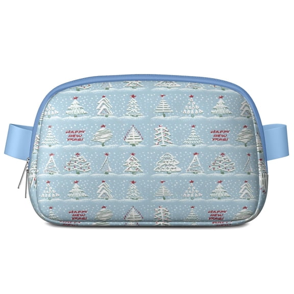 Blue Christmas Tree Pattern Cute Fanny Packs for Women,Travel Waterproof Crossbody Fanny Bags Waist Purse for Women Anti Theft Adjustable Strap for Running Travel Cycling
