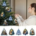 thumbnail image 1 of Blue Christmas Tree Shape Nativity Scene Decoration, 2D Flat Memorial Pendant, 3.15 Inch, 1 of 7