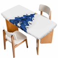 thumbnail image 1 of Blue Christmas Tree Table Cloths for 3 Foot Rectangle Tables, Xmas Reindeer Modern Abstract Art Patio Waterproof Elastic Fitted Tablecloths, Washable Rectangular Table Cover for Camping, 1 of 8