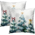 thumbnail image 1 of Blue Christmas Tree Throw Pillow Covers 20 x 20 Inch Set of 2 Snowflakes Bells Winter Decorative Double Sided Cushion Covers for Outdoor Holiday Party Home Bedroom, 1 of 8