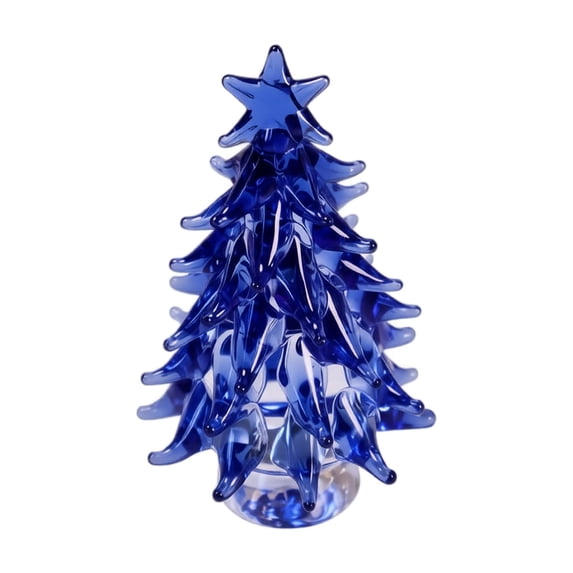 Service Star Layout Blue Christmas Tree with Hand-Blown Glass Design and Star Topper, 1 ...