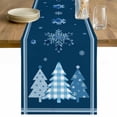 thumbnail image 1 of Blue Christmas Trees Table Runner 70 Inches Long Farmhouse Dress Scarves, Navy Winter Snowflakes Retro Plaid Dining Tablerunner for Coffee Table/Kitchen Island/Party Décor, 13" x 70", 1 of 8