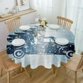 thumbnail image 1 of Blue Christmas Truck Round Tablecloth 60 Inch - Waterproof Fabric Table Cloth Protector, Xmas Tree Winter Snowflake Tablecloths Washable Table Cover for Kitchen Banquet Coffee Table Party, 1 of 6