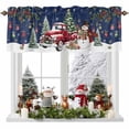 thumbnail image 1 of Blue Christmas Valances for Windows, 42 x 18in, Xmas Snowman Truck Snowflake Tree Balls Rod Pocket Kitchen Valance Curtain Light Filtering Window Treatments for Living Room Bedroom, 1 Panel, 1 of 7