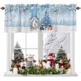 thumbnail image 1 of Blue Christmas Valances for Windows, 54 x 18in, Dwarf Present Tree Bird Snowflake Winter Rod Pocket Kitchen Valance Curtain Light Filtering Window Treatments for Living Room Bedroom, 1 Panel, 1 of 7