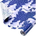 thumbnail image 1 of Blue Christmas Wrapping Paper Rolls,Vintage Aesthetic Elegant Neutral Gift Wrap,Pattern with Reindeer, Christmas tree and snowflake,Reversible,Total 28.5sq.ft, 1 of 12