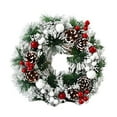 thumbnail image 1 of Blue Christmas Wreath for Front Door 11.8 Inch, Artificial Xmas Wreath with Bow, Pinecones and Berry Ornaments, Merry Christmas Garland for Holiday Party Indoor Outdoor Decor, 1 of 6