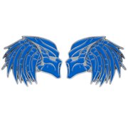 Blue/Chrome Right & Left Facing Predator Emblem Badge Set of 2 Auto Car Truck
