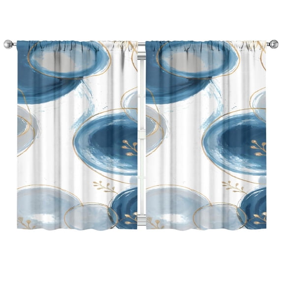 Blue Circle Curtains-blackout Curtains Bedroom Decor Living Room Darkening Grommet Window Drapes 2 Panels Set 41"x63"