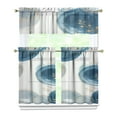 thumbnail image 1 of Blue Circle Kitchen Curtain Valance 3 Piece Set Short Curtain Sink Window Decor 36 Inch Small Window Treatment Tier 27.5x36 Length, 1 of 6