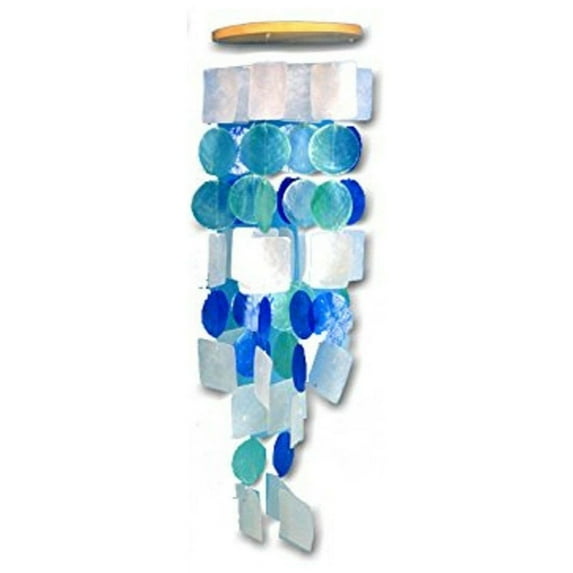Blue Circles and Squares Capiz Wind Chime