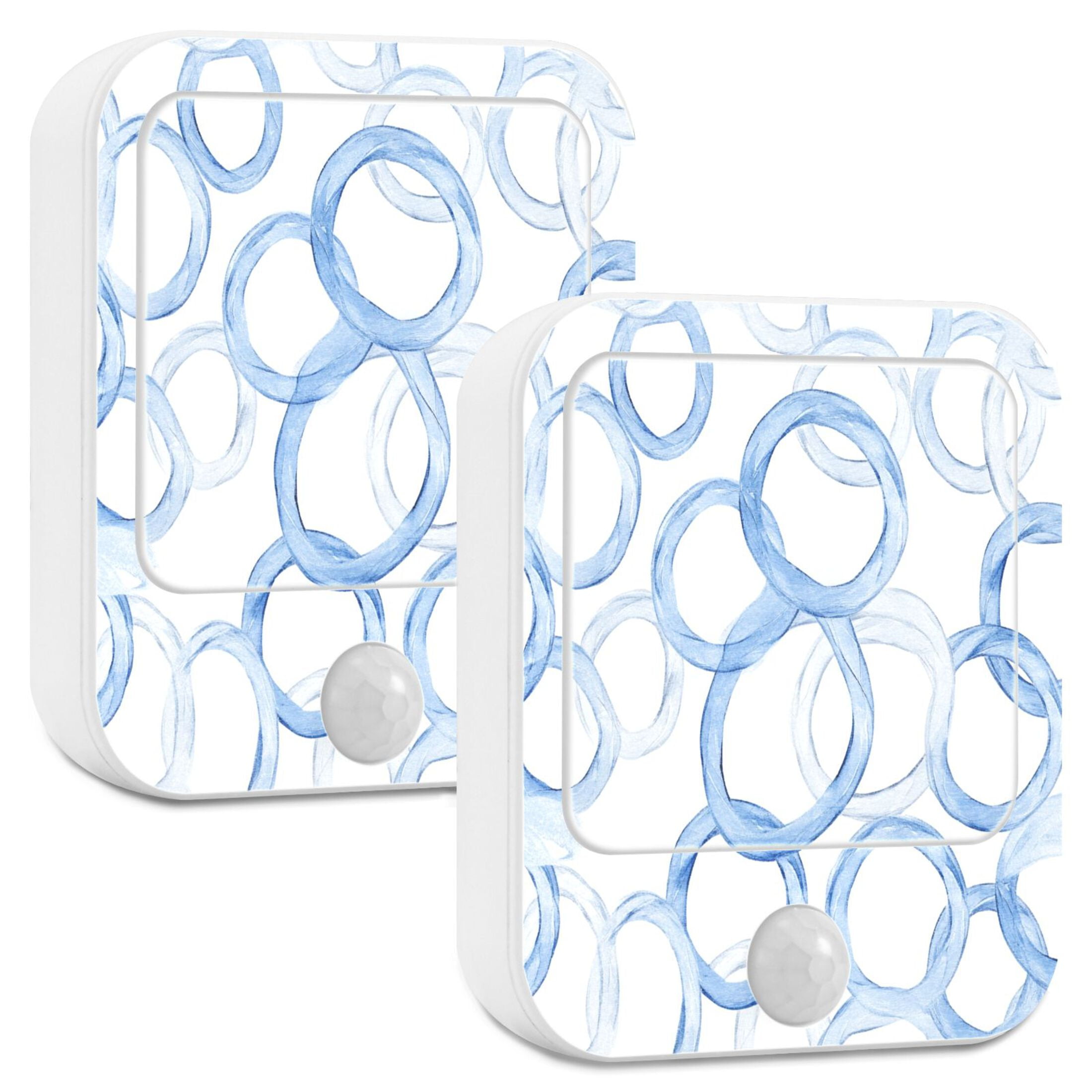 Blue Circular Patterns 2 Pack Night Light with Motion Sensor