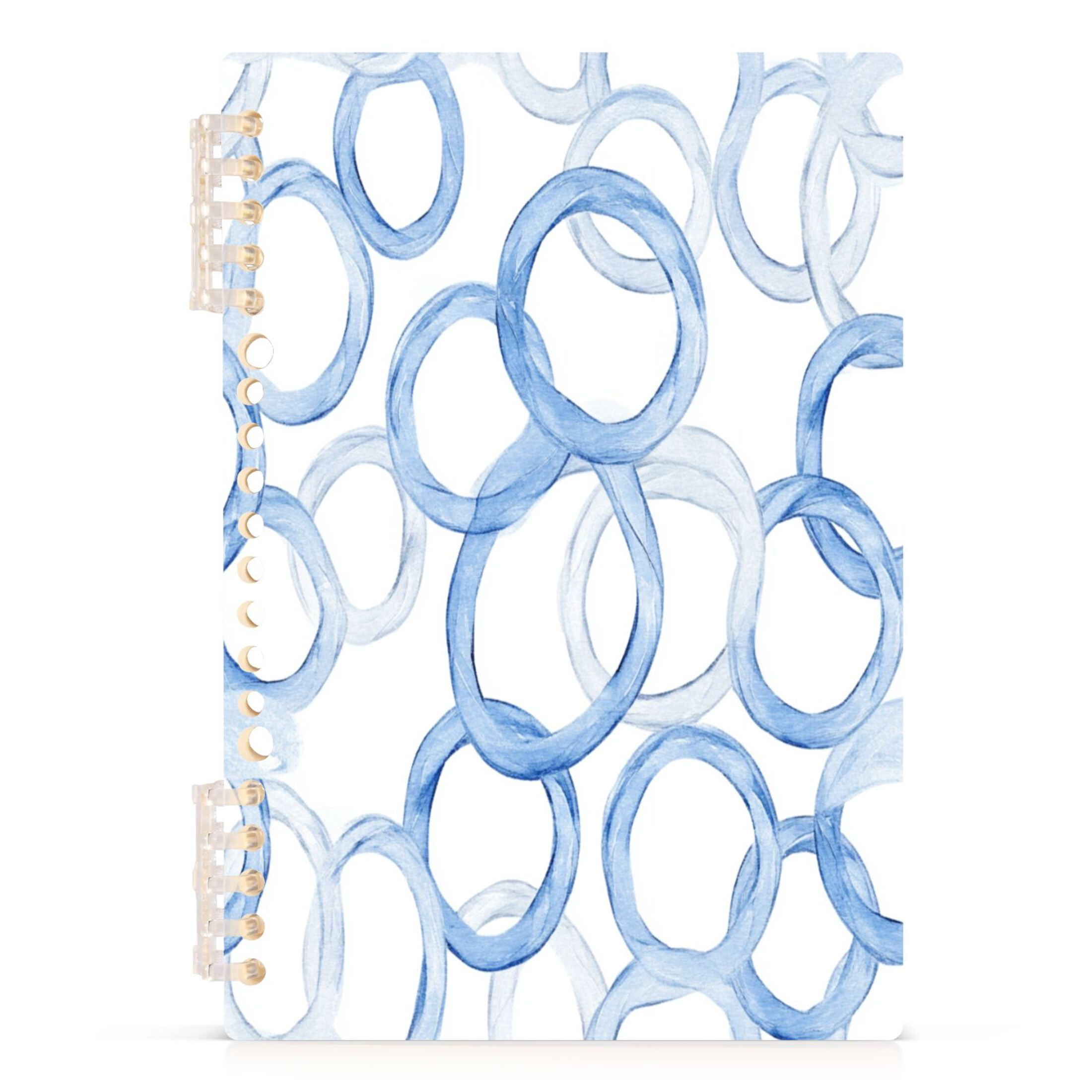 Blue Circular Patterns A5 8.3x5.7in PP Notebook, Adjustable Rings, 60 ...