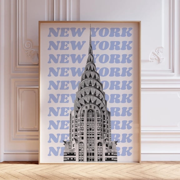 Blue City Skyline NYC NYC Skyline New York Ny City Travel Inspired Living Room Office Wall Decor Unframed Paper Print