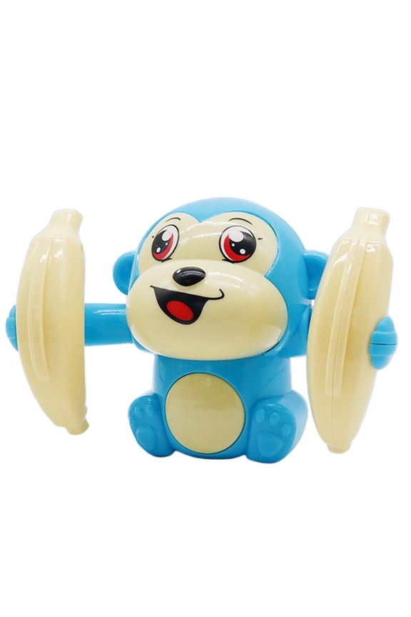 Blue Clap Activated Rolling Monkey Toy With Lights Music For Children Sound Control