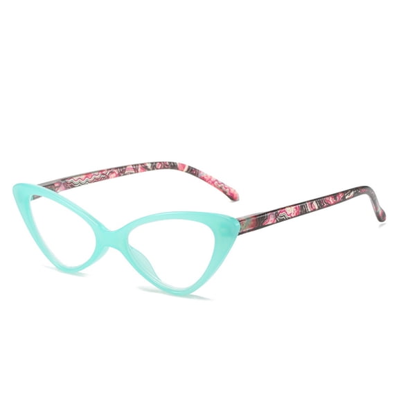 Blue Classic Cat Eye Reading Glasses for Women, Blue Light Blocking Retro Readers 3.5, Ladies Plastic Spring Hinge Presbyopia Glasses +3.50