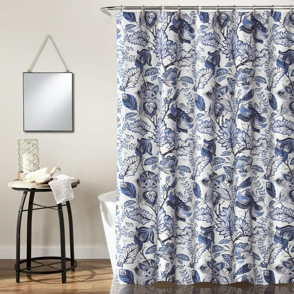 Blue Classic Flower Garden Shower Curtain Fabric Floral Print Design Blue Leah Shower Curtain Bathroom Elegant Floral Bath r