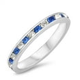 thumbnail image 1 of Blue & Clear Cubic Zirconia Eternity Ring Sterling Silver Size 4, 1 of 3