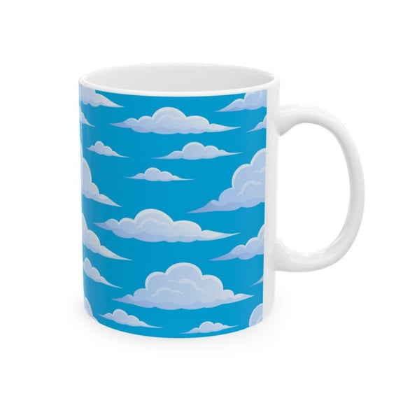 Blue Cloud Pattern Mug Whimsil Sky Ceramic Coffee Cup.