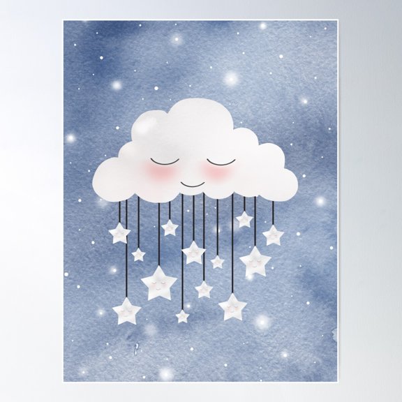 Blue Cloud Poster Wall Art, Modern Wall Decor For Living Room Bedroom, 8x12 UNFRAMED