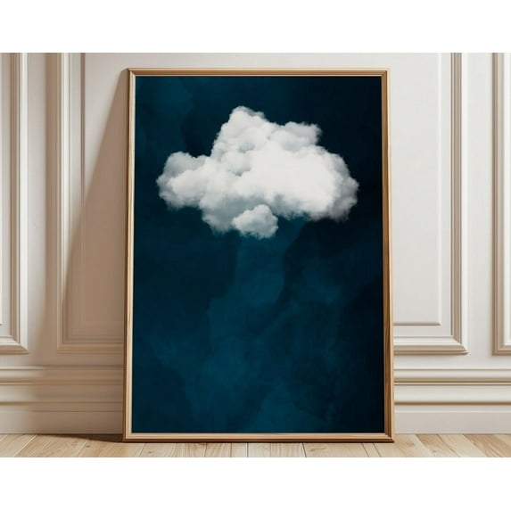 Blue Cloud Print - Gift - Abstract Art - Minimalist Wall Art - Maximalist Decor - Blue Wall Art - Large Wall Art Wall Art, Modern Wall Decor, 8x12 UNFRAMED