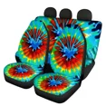 Blue Cloud Tie Dye Print Front & Back Car Seats Universal Cover Heavy