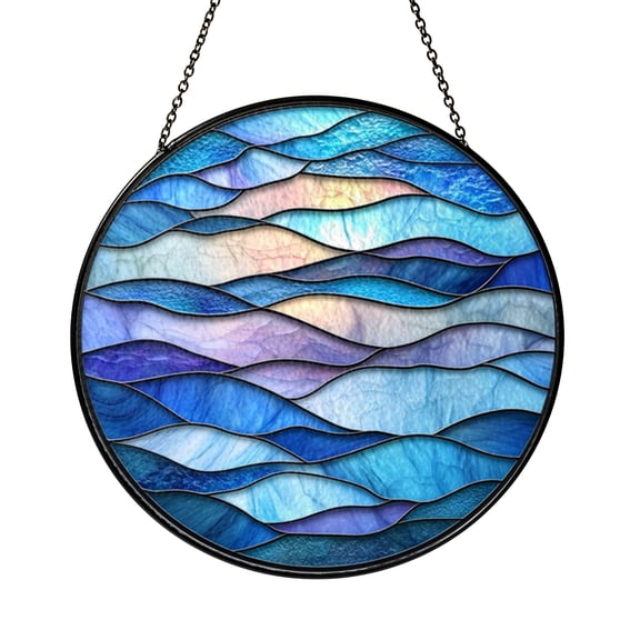 Blue Cloud Window Decor – Stained Glass Style Hanging Art1601