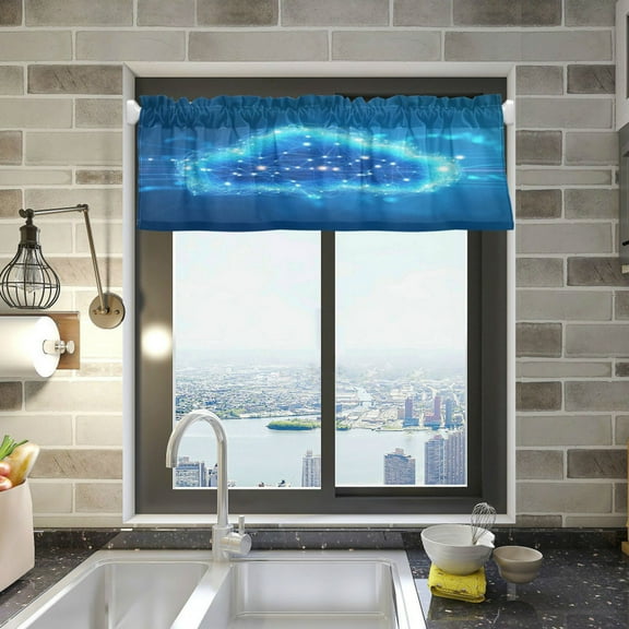 Blue Cloud with Glowing Lights Curtain Valances Window Treatment Rod Pocket Drape Valance 54" X 18" for Kitchen Living Room Bedroom
